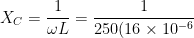 X_{C}=\frac{1}{\omega C}=\frac{1}{250(16\times 10^{-6})}=250 \, \, ohm